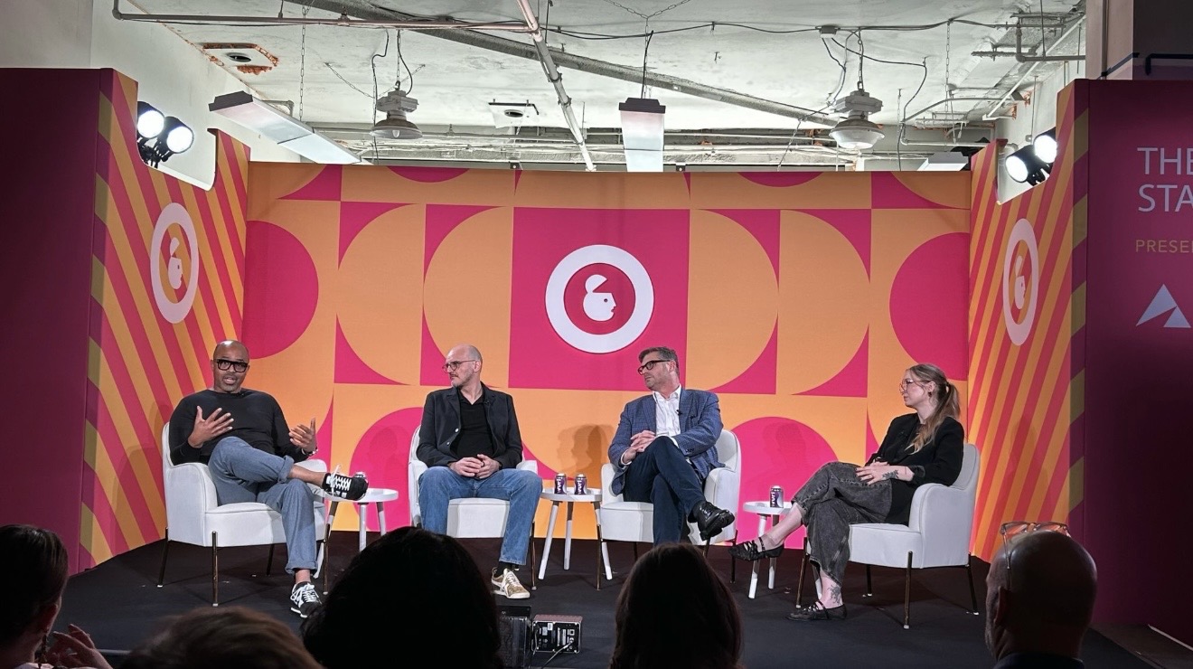 Misha Williams speaking onstage at Advertising Week New York with panelists from TikTok, Razorfish and GWI.